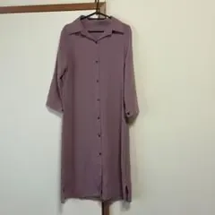 GRL シャツワンピース ロング丈 くすみピンク M