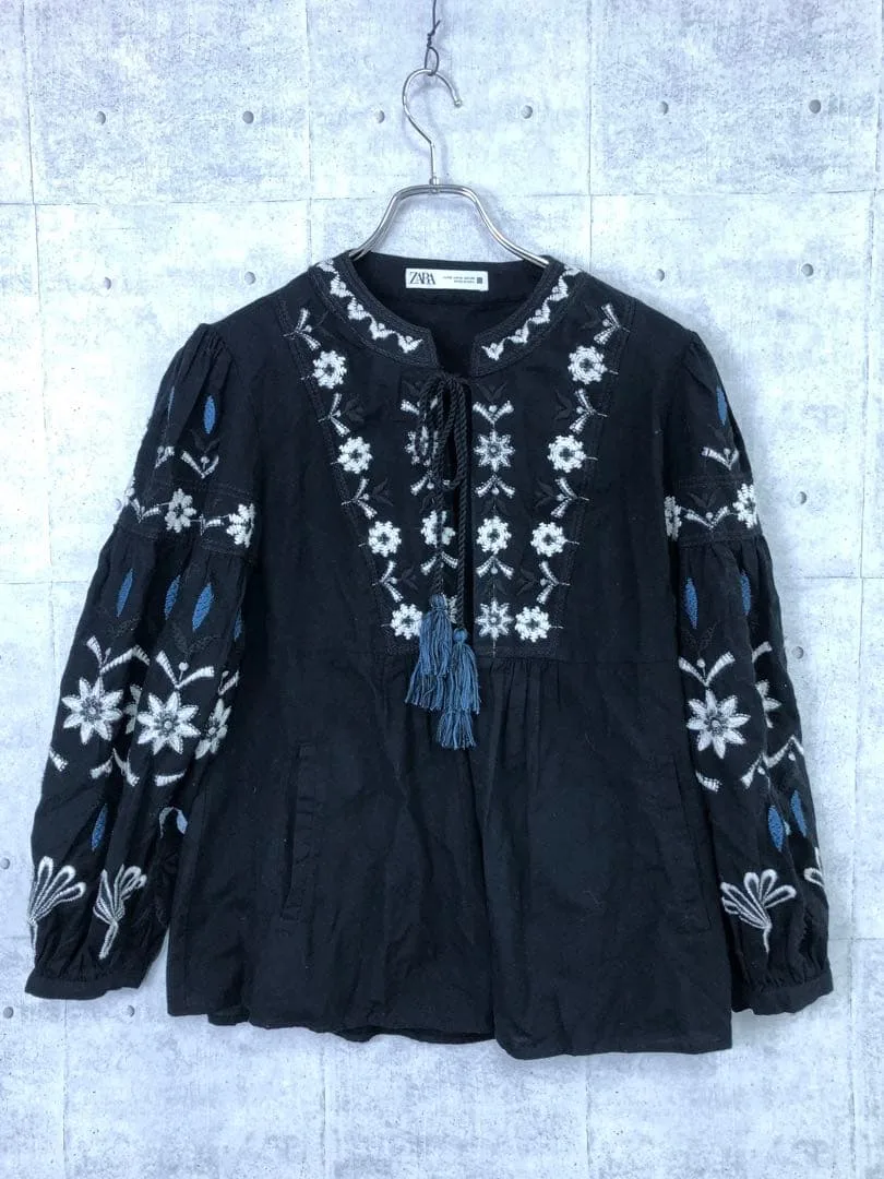 ZARA フォークロア エスニック 古着 花柄 刺繍 カーディガン ジャケット