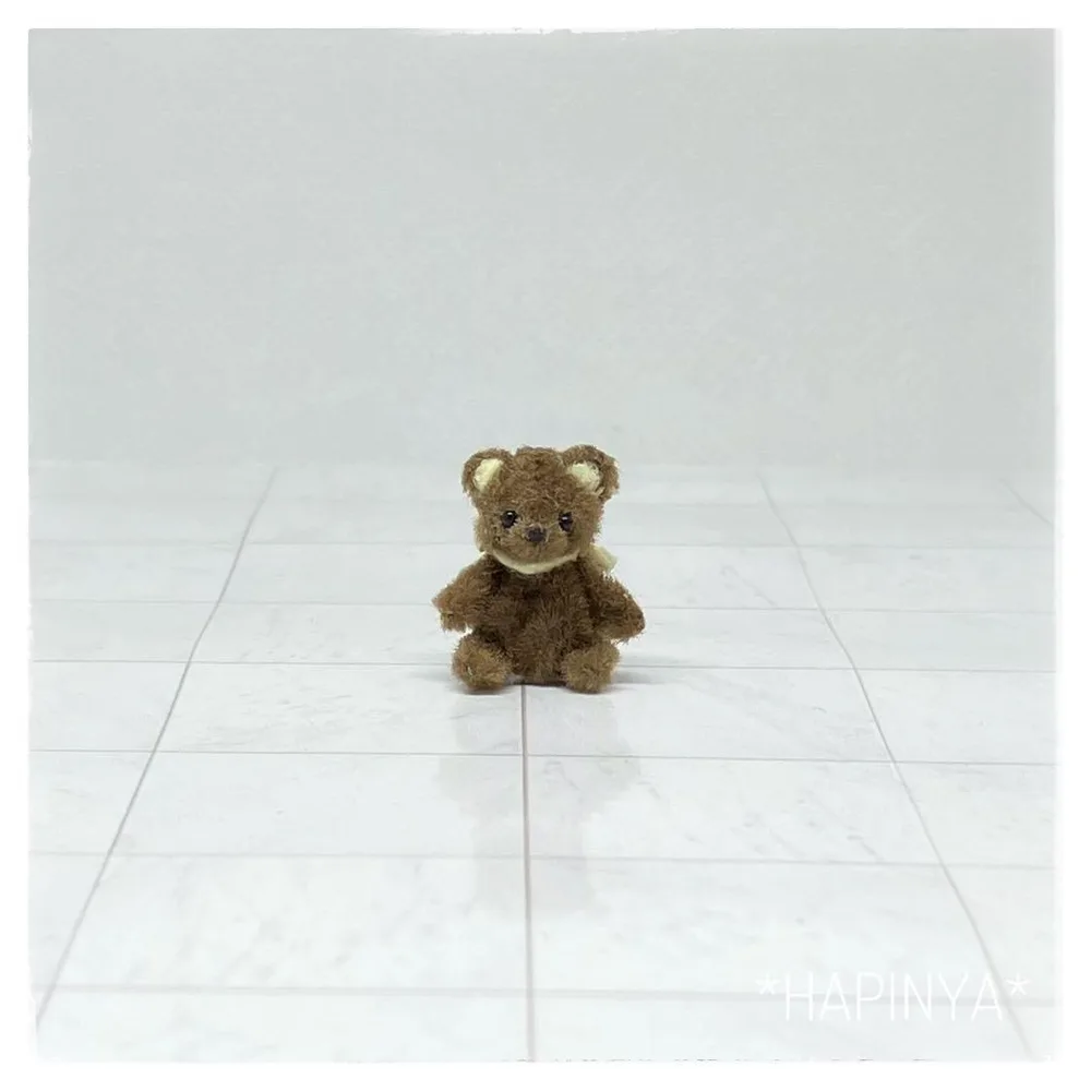 モールベア 極小テディベア 焦茶×薄黄 ハンドメイドミニチュアぬいぐるみ