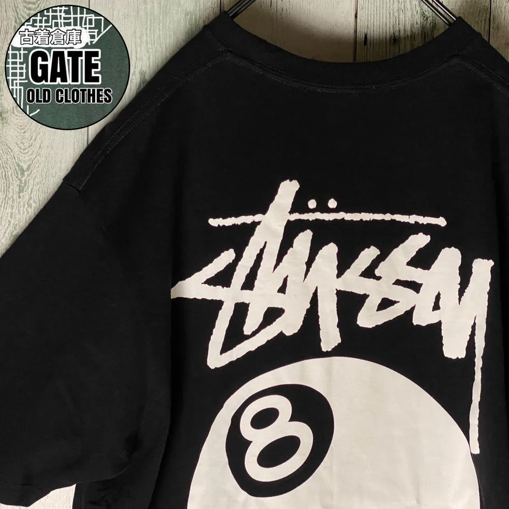ステューシー ビッグ8ボールロゴ tシャツ L 黒 人気デザイン