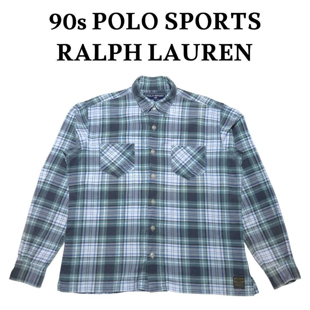 90s POLO SPORT ボックスカットプリントネルシャツ プリネル