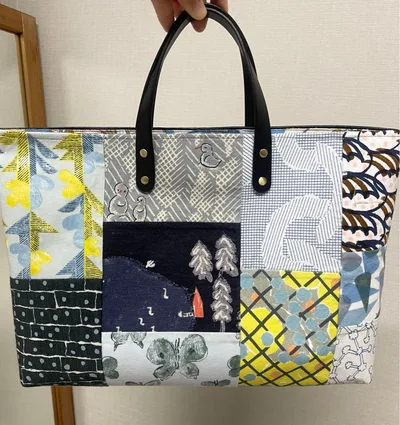 ミナペルホネン 生地使用 ハンドメイド パッチワーク トートバッグ