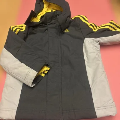 adidas キッズ ジャケット 130cm フード付き ダウン 防寒