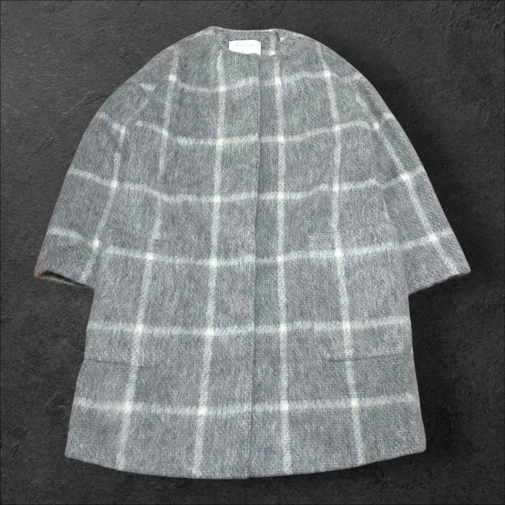 Ballsey TOMORROWLAND チェック柄 シャギー ロングコート