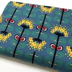 ハギレ ぺんぺん草 リーフ柄 北欧調柄 ブルー COTTON こばやし
