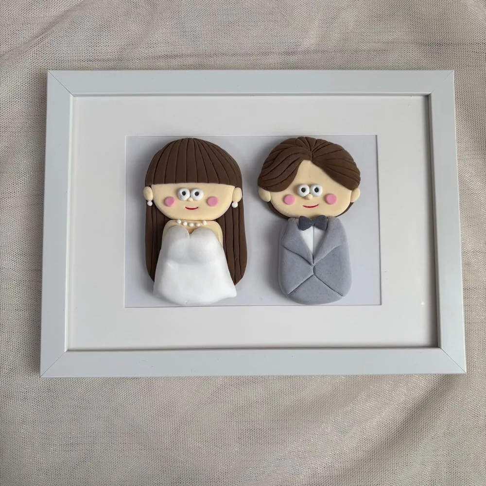 ハンドメイド ウェディング クレイアート 結婚祝いアート フ 結婚 記念 粘土
