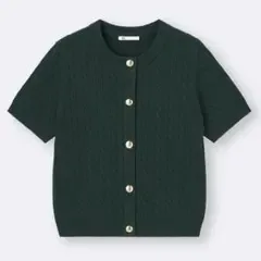 タグ付き★ 3XL GU ケーブルメタルボタンカーディガン 半袖 大きいサイズ