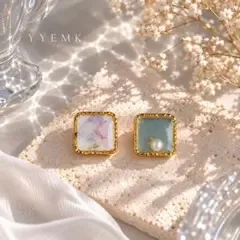 YYEMK スクエアレジンピアス ハンドメイド