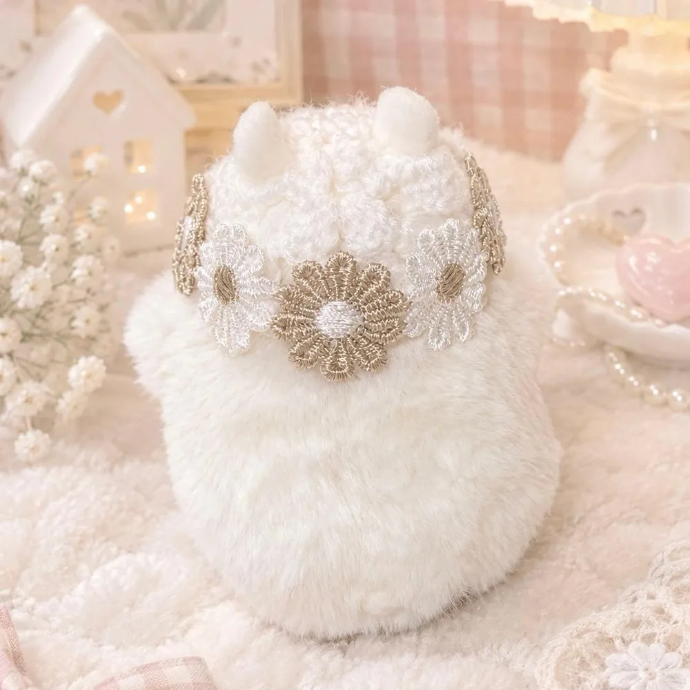 【はむにぎり用】お花モチーフ ボンネット ホワイト