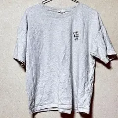 スヌーピー 半袖Tシャツ LL 綿100% 灰色 バックプリント 大人カジュアル