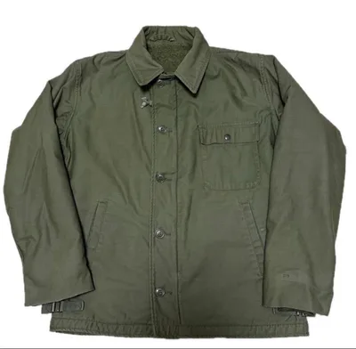 美品 ビンテージ 80s US NAVY A-2 デッキジャケット M オリーブ