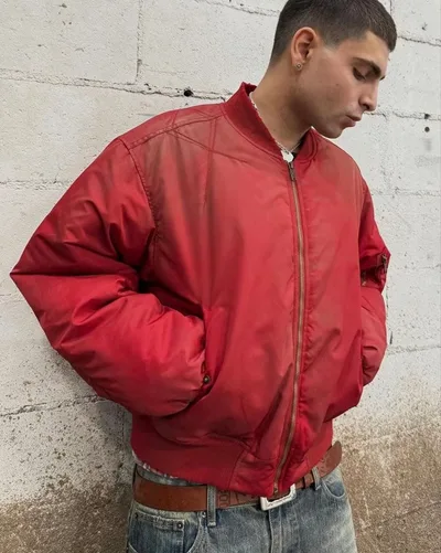 XWORE 中綿 MA-1 ジャケット 赤 短丈 オーバーサイズ L