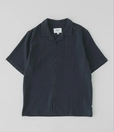 WAX LONDON DIDCOT オープンウィーブ 半袖シャツ L ネイビー