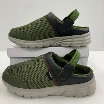 新品★メンズ★Sサイズ★軽量 幅広 厚底 サボサンダル 緑 2748