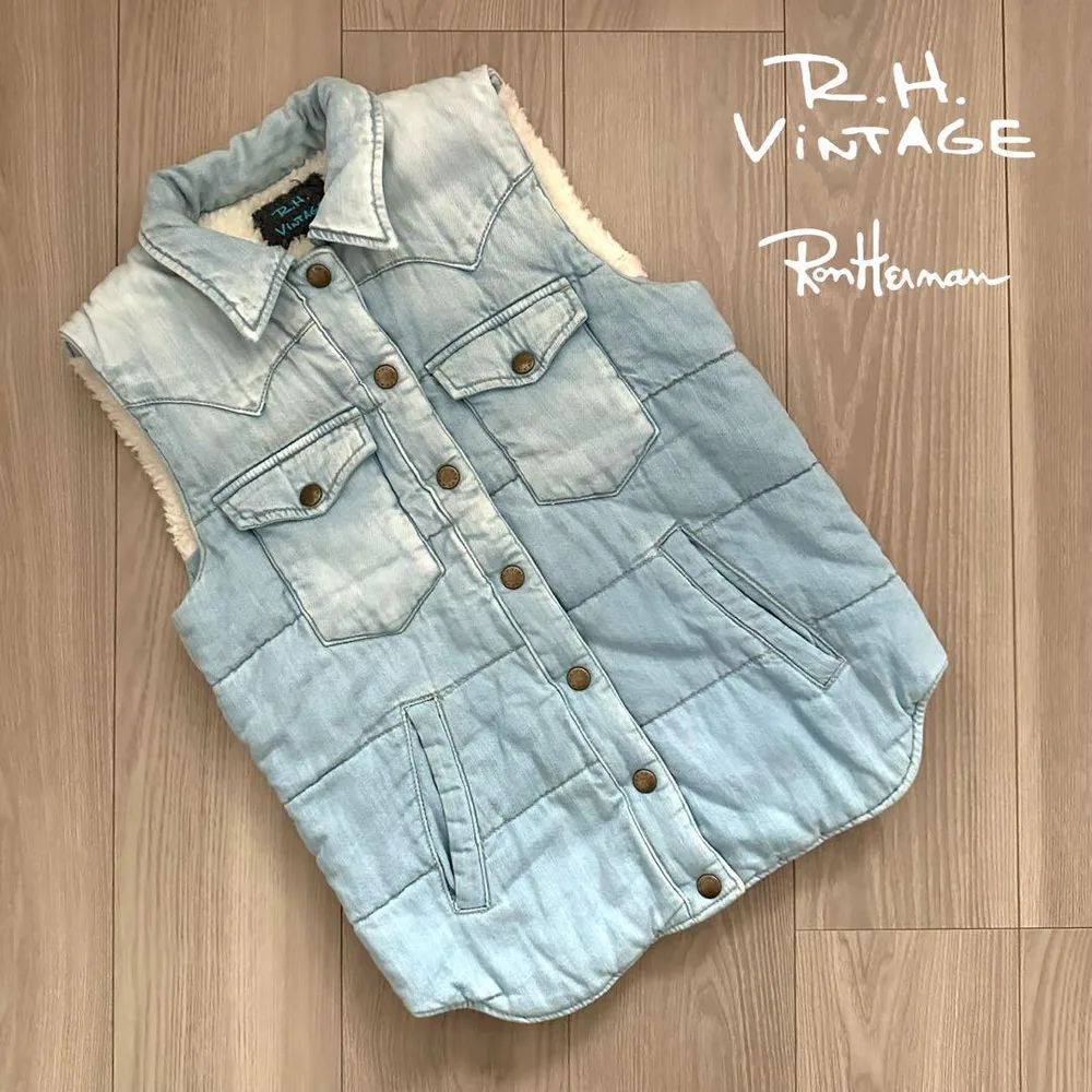 【R.H.VINTAGE】boa DENIM PUDDING VEST / XS