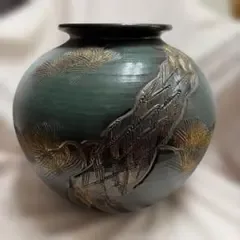 【信楽焼 】花瓶 壺 結晶釉 窯変 丸型 陶器 一輪挿し インテリア 和陶