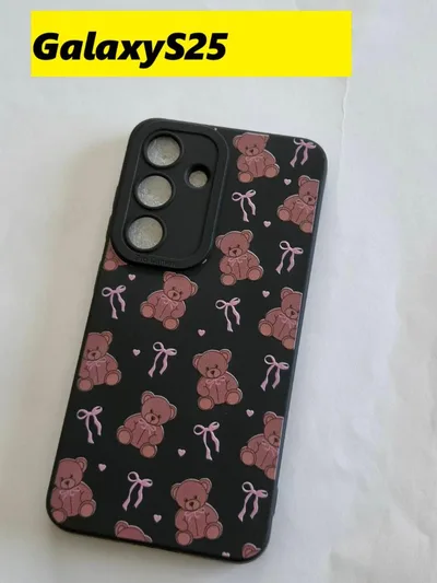 GalaxyS25 クマ&リボン 黒色 可愛いGalaxyケース Galaxy