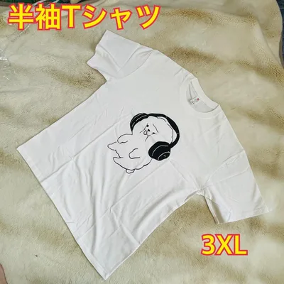 ヘッドホン犬 プリントTシャツ ホワイト 3XL