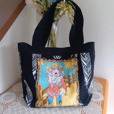 ロラライハリス ハンドメイド トートバッグ カウガール柄
