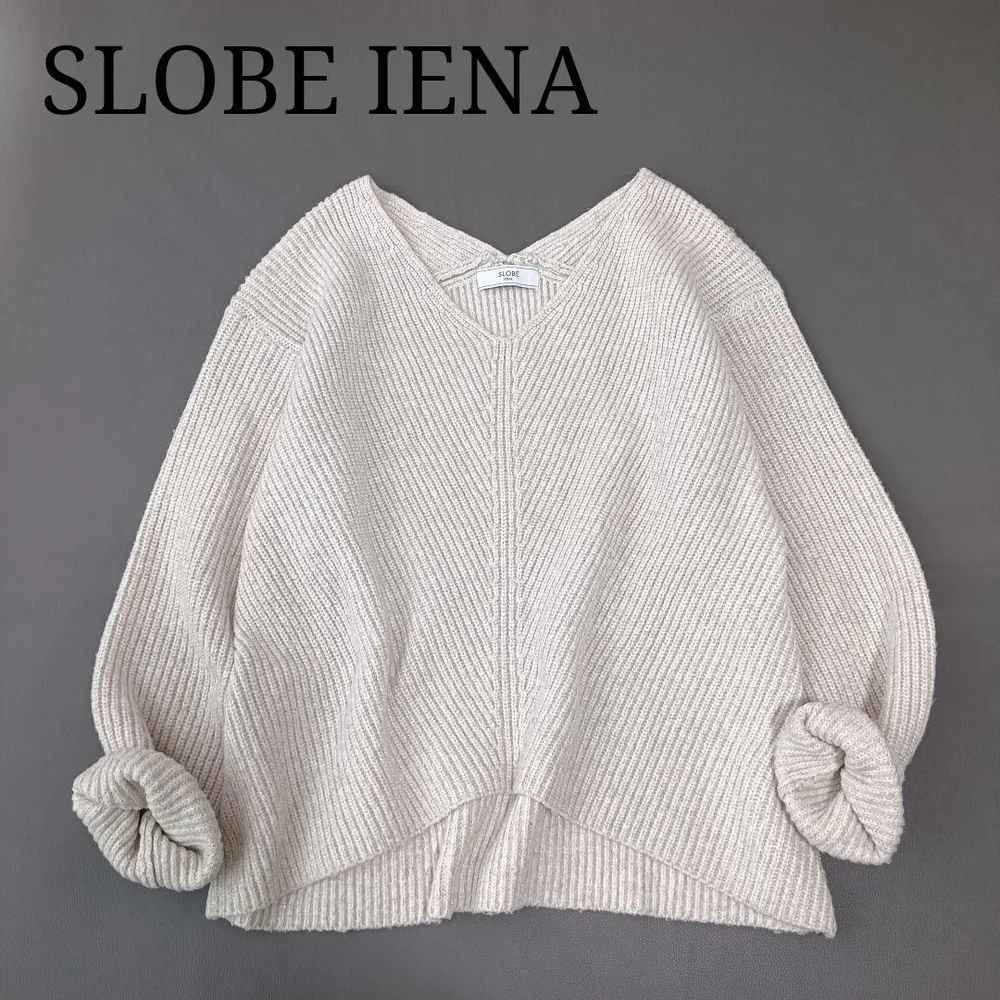 SLOBE IENA ラメMIXローゲージ畦ニット 24モデル Vネック リブ