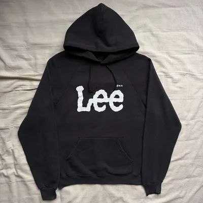 【USA製】90s Lee ロゴ パーカー ブラック ラグラン アメリカ製