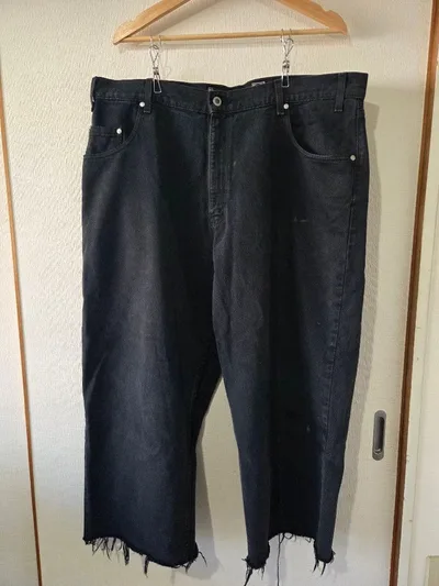 SilverTab baggy デニムパンツ ブラック カットオフ W40