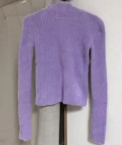 zara パープル ファー フード付きニット
