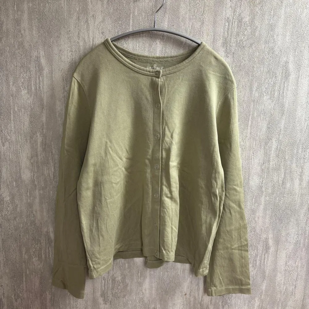 無印良品 スナップボタンカーディガン ライトグリーン XL