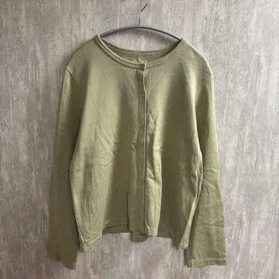 無印良品 スナップボタンカーディガン ライトグリーン XL