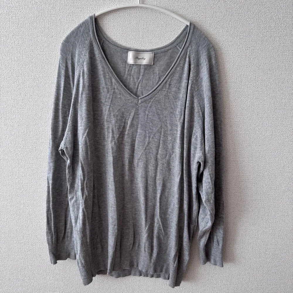 PAGEBOY ページボーイ Vネック ニット グレー 長袖 レディース