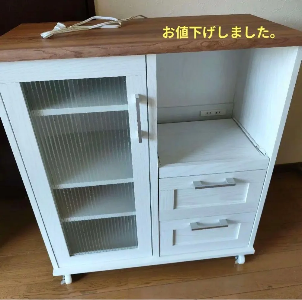 お値下げ中 ホワイト木目調キッチンボード 取りにお越しいただける方限定