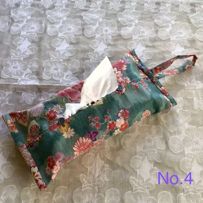 ハンドメイド 吊り下げBOXティッシュケース No.4 和柄 青緑系