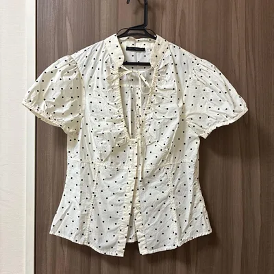 ZARA ドット柄 半袖ブラウス ホワイト