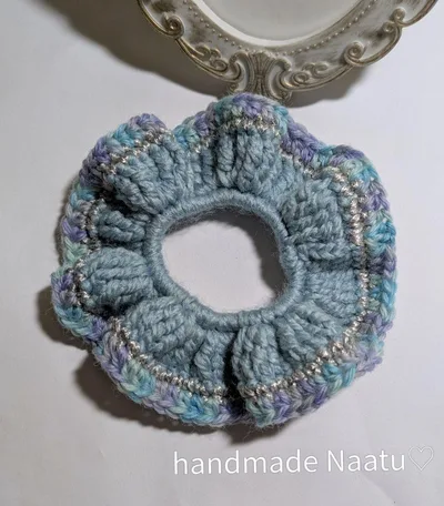 ハンドメイド 編み物 シュシュ S4