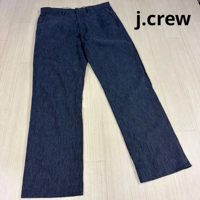 j.crew メンズ スラックス ネイビー リネン混 30 杢調