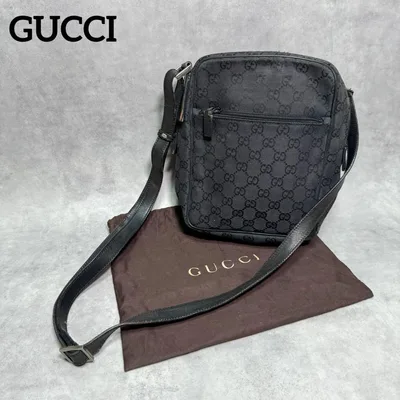 グッチ GUCCI GGキャンバス レザー ショルダーバッグ ブラック 保存袋付