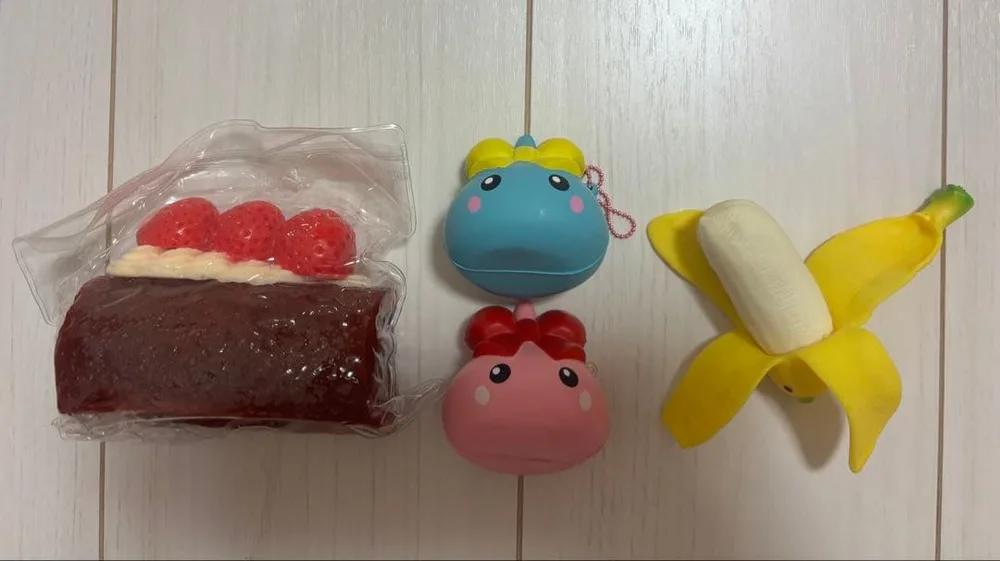 スクイーズ 4点セット ケーキ バナナ ほっぺちゃん