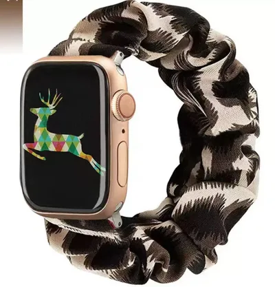 Apple Watch バンド シュシュ 38/40/41mm ヒョウ柄