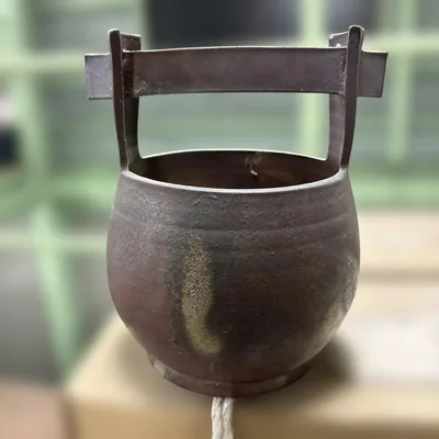 手付花入 陶器 焼締 花瓶