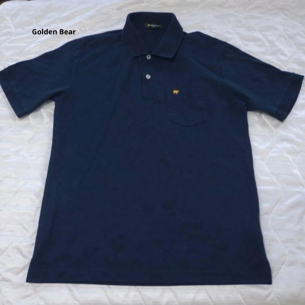 ゴールデンベアGolden Bear ポロシャツ ネイビー 半袖 ポケット L