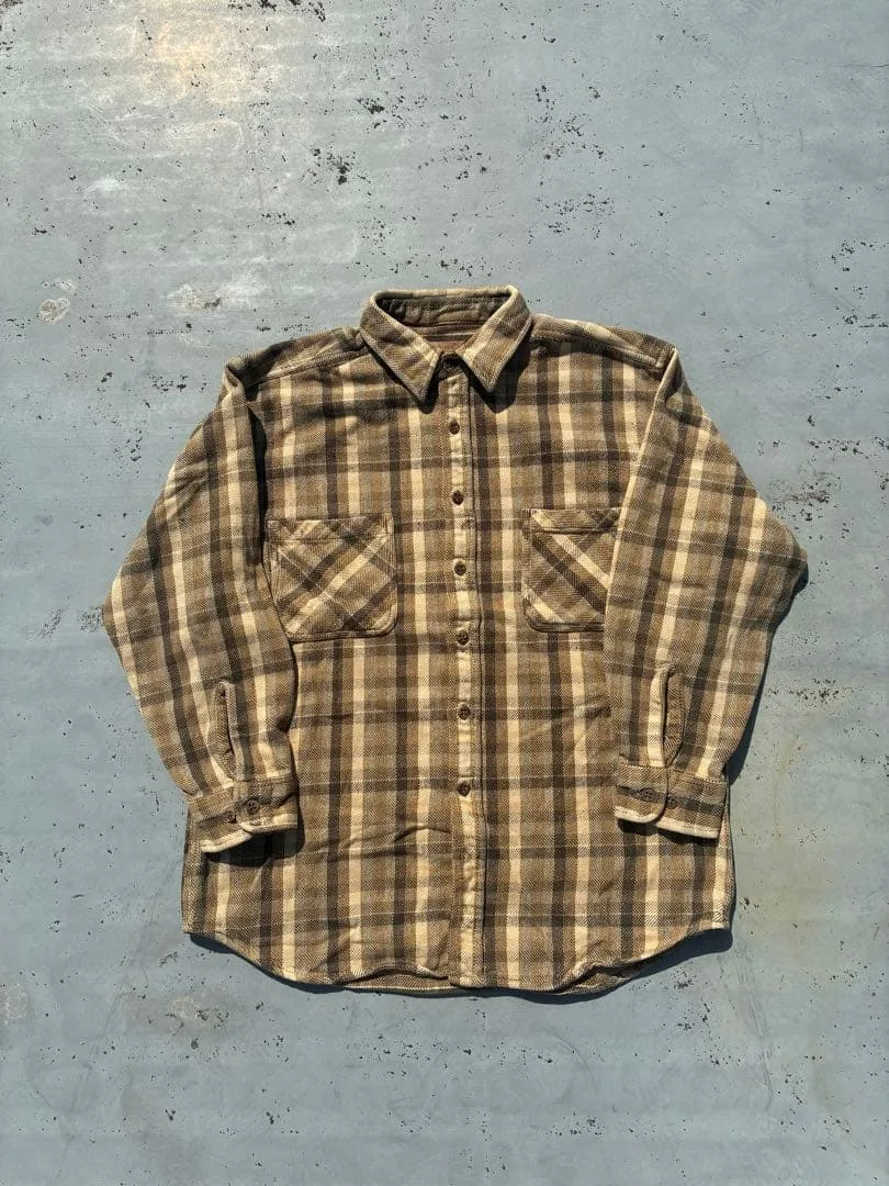 ST.JOHN'S BAY チェックネルシャツ L ブラウン系 VINTAGE