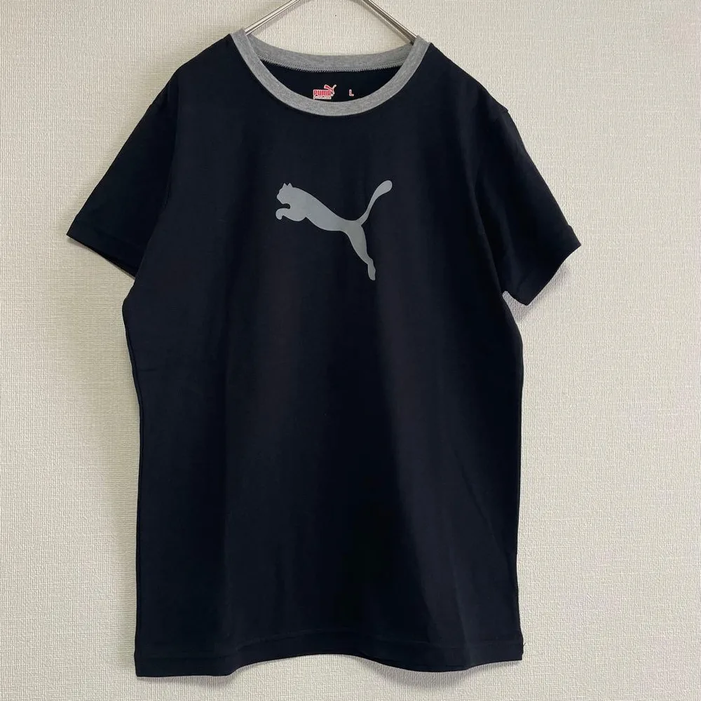 PUMA プーマ 半袖Tシャツ レディース L ビッグロゴ サーフ ブラック