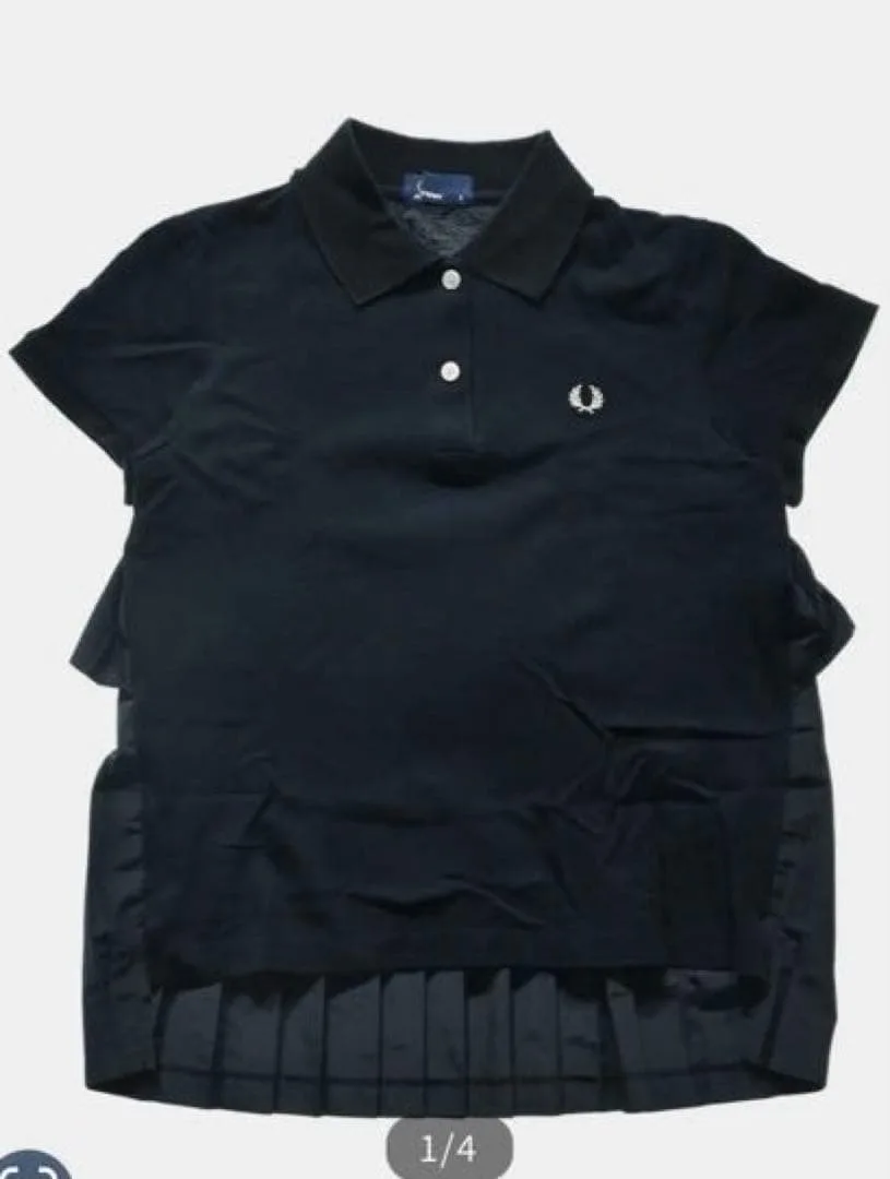 FRED PERRY プリーツデザイン ポロシャツ ブラック