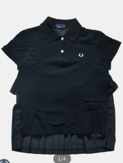 FRED PERRY プリーツデザイン ポロシャツ ブラック