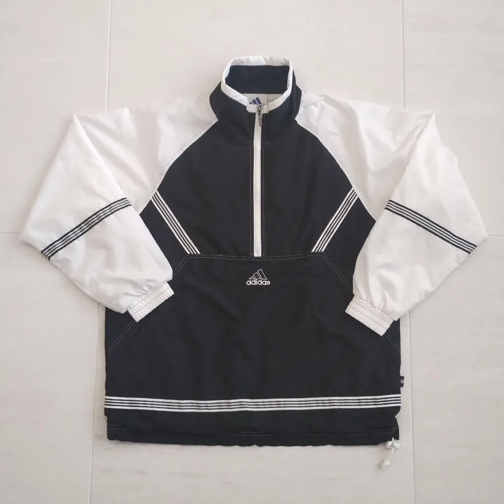 90s adidas デサント ハーフジップ ナイロンジャケット