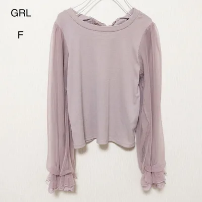 GRL グレイル チュール リブカットソー リボン ピンク系 レディース