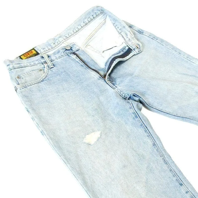 EDWINエドウィン▼ストレートデニム▼クラッシュ加工▼ウエスト約80cm