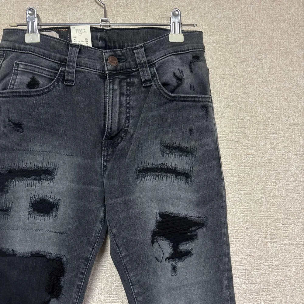 【新品】 BIG JHON ダメージ加工 スキニーデニム ブラックデニム
