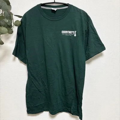 企業ロゴ Tシャツ クルーネック 半袖 ロゴ 緑 綿 古着女子 ユニセックス