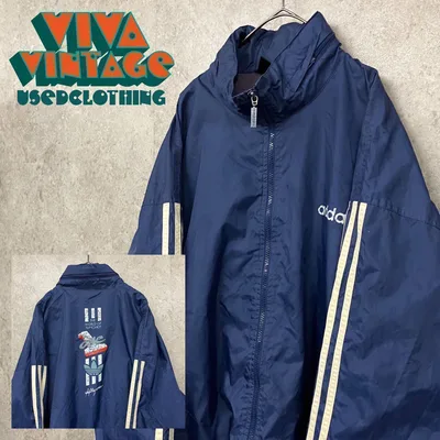 レア90s【古着】アディダス トレフォイル ナイロンジャケット ブルー メンズL